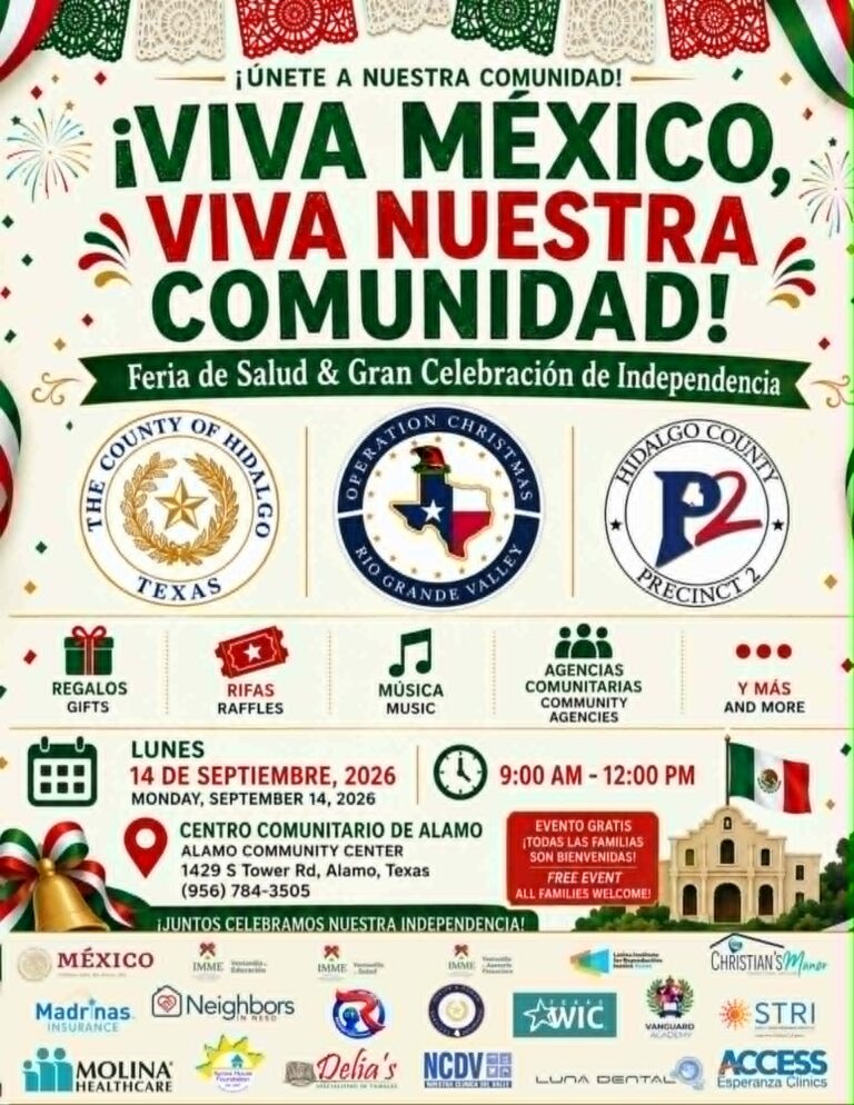 Viva México, Viva Nuestra Comunidad! Feria de Salud y Gran Celebración de Independencia poster, Monday September 14 2026, 9am to 12pm, Alamo Community Center